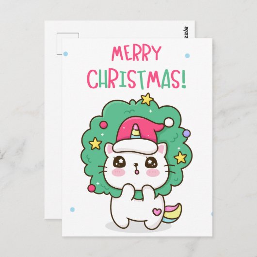 Carte postale de chat de Noël (Devant / Derrière)