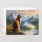 Carte postale de chat de style Bob Ross (Devant / Derrière)