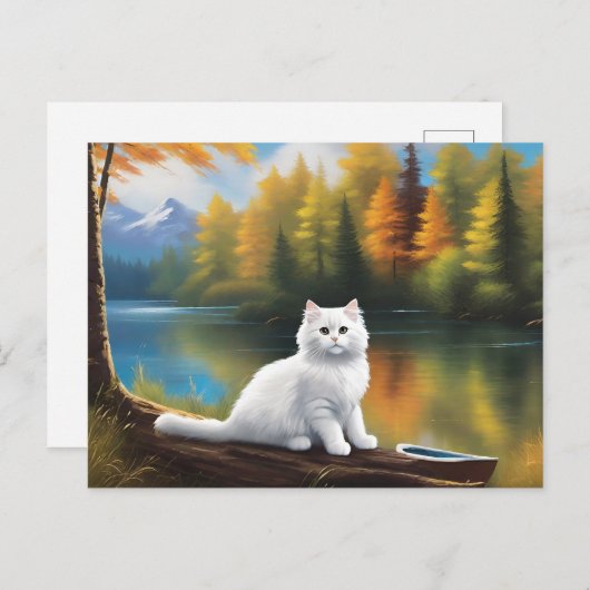 Carte postale de chat de style Bob Ross (Devant / Derrière)