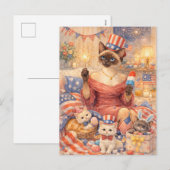 Carte postale de chat diva de piscine du 4 juillet (Devant / Derrière)