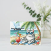 Carte postale de chat fine félin cheveux de plage  (Debout devant)