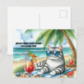 Carte postale de chat fine félin cheveux de plage  (Devant / Derrière)