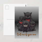 Carte postale de chat gangster | Chatte-moi si tu  (Devant / Derrière)