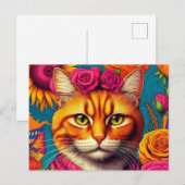 Carte postale de chat gingembre coloré ! (Devant / Derrière)