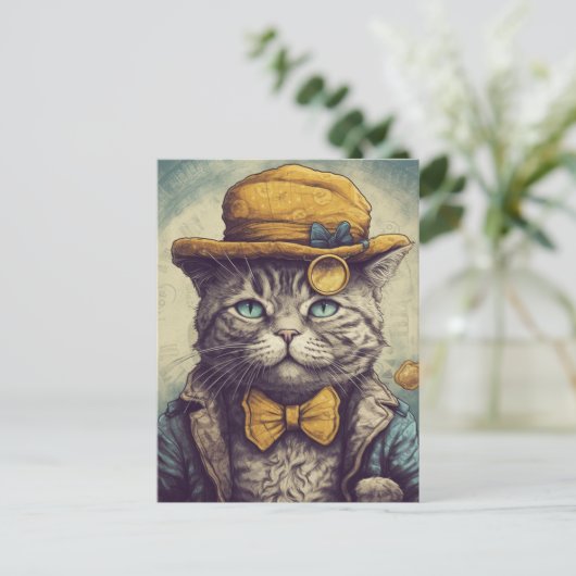Carte postale de chat gris Cool (Debout devant)