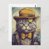 Carte postale de chat gris Cool (Devant / Derrière)