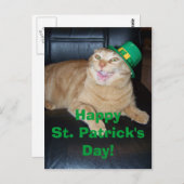 Carte postale de chat Leprechaun de la Saint Patri (Devant / Derrière)