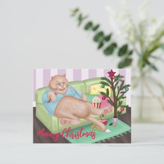 Carte postale de chat Noël (Debout devant)