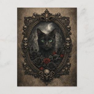 Carte postale de chat noir gothique - Victorien so
