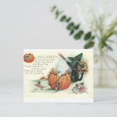 Carte postale de chat noir Halloween chaton souris (Debout devant)