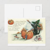 Carte postale de chat noir Halloween chaton souris (Devant / Derrière)