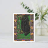 Carte postale de chat noir Halloween souris (Debout devant)