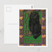 Carte postale de chat noir Halloween souris (Devant / Derrière)