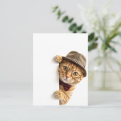 Carte postale de chat noir mignon qui regarde (Debout devant)