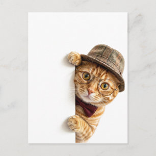 Carte postale de chat noir mignon qui regarde