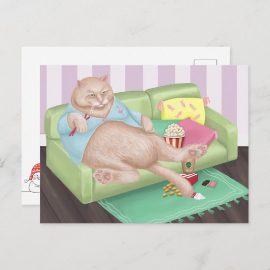 Carte postale de chat relaxant (Devant / Derrière)