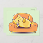 Carte postale de chat relaxant (Devant / Derrière)