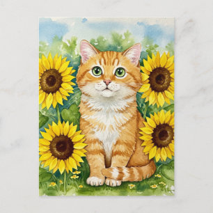 Carte postale de chat roux mignon dans les tournes