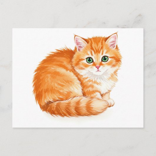 Carte postale de chaton câlin roux (Devant)