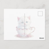 Carte postale de chaton dans une tasse de fleurs r (Dos)