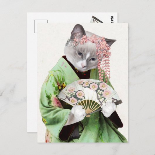Carte postale de chaton de geisha (Devant / Derrière)