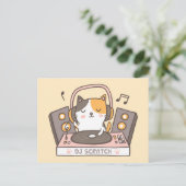 Carte postale de chaton DJ Scratch mignon (Debout devant)