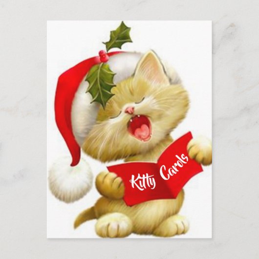 Carte postale de chaton mignon chantant un chant d (Devant)