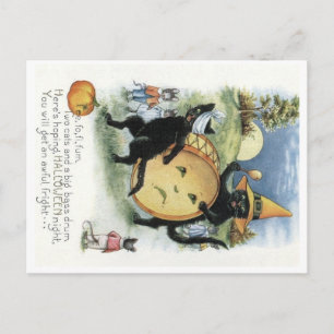 Carte postale de chaton noir Halloween souris