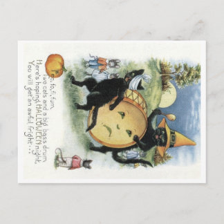 Carte postale de chaton noir Halloween souris
