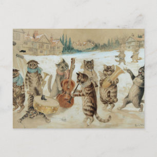 Carte postale de chats chantant des cantiques