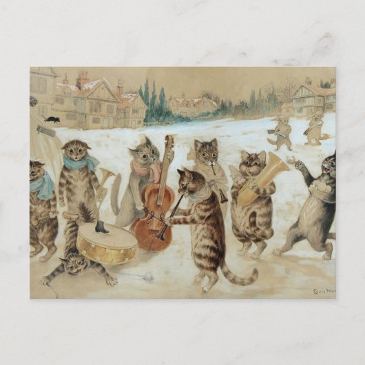 Carte postale de chats chantant des cantiques (Devant)