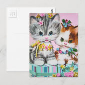 Carte postale de chats d'anniversaire vintage mign (Devant / Derrière)