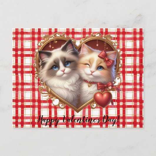 Carte postale de chats de la Saint-Valentin (Devant)