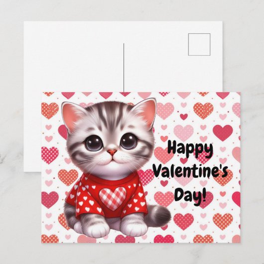 Carte postale de chats de la Saint-Valentin (Devant / Derrière)