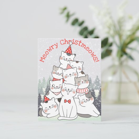 Carte postale de chats de Noël (Debout devant)