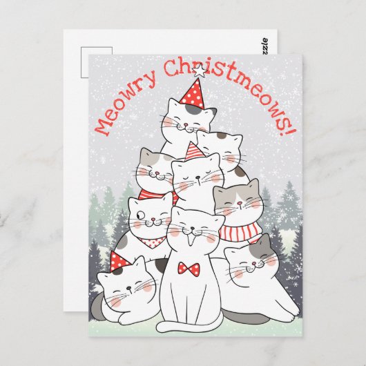 Carte postale de chats de Noël (Devant / Derrière)