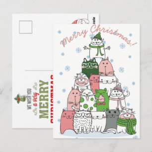 Carte postale de chats de Noël