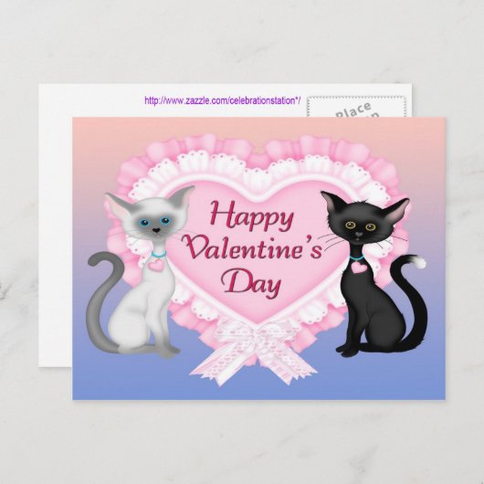 Carte postale de chats de Saint-Valentin (Devant / Derrière)