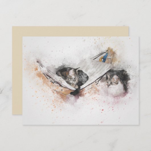 carte postale de chats relaxants (Devant / Derrière)