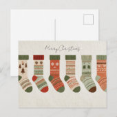 Carte postale de chaussettes de Noël festives (Devant / Derrière)