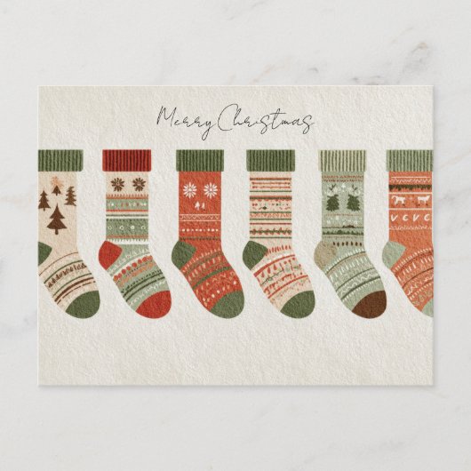 Carte postale de chaussettes de Noël festives (Devant)