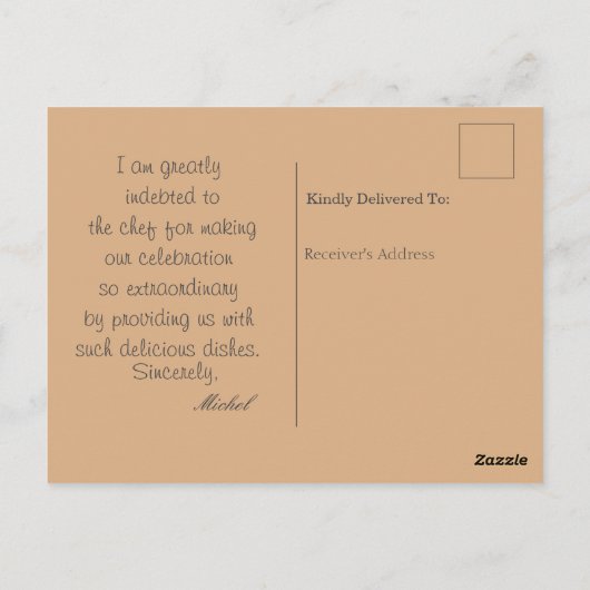 Carte postale de chef (Dos)