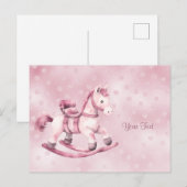 Carte postale de cheval à bascule rose (Devant / Derrière)
