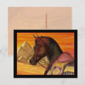 Carte postale de cheval arabe rouge et or (Devant / Derrière)