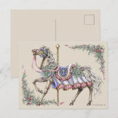 Carte postale de cheval de carrousel d'hiver (Devant / Derrière)