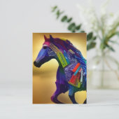 Carte postale de cheval en techniques mixtes (Debout devant)