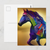 Carte postale de cheval en techniques mixtes (Devant / Derrière)