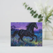 Carte postale de cheval noir fantasy (Debout devant)