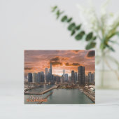 Carte postale de Chicago Illinois vue au coucher d (Debout devant)