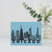 Carte postale de Chicago – Silhouette de l'horizon (Debout devant)